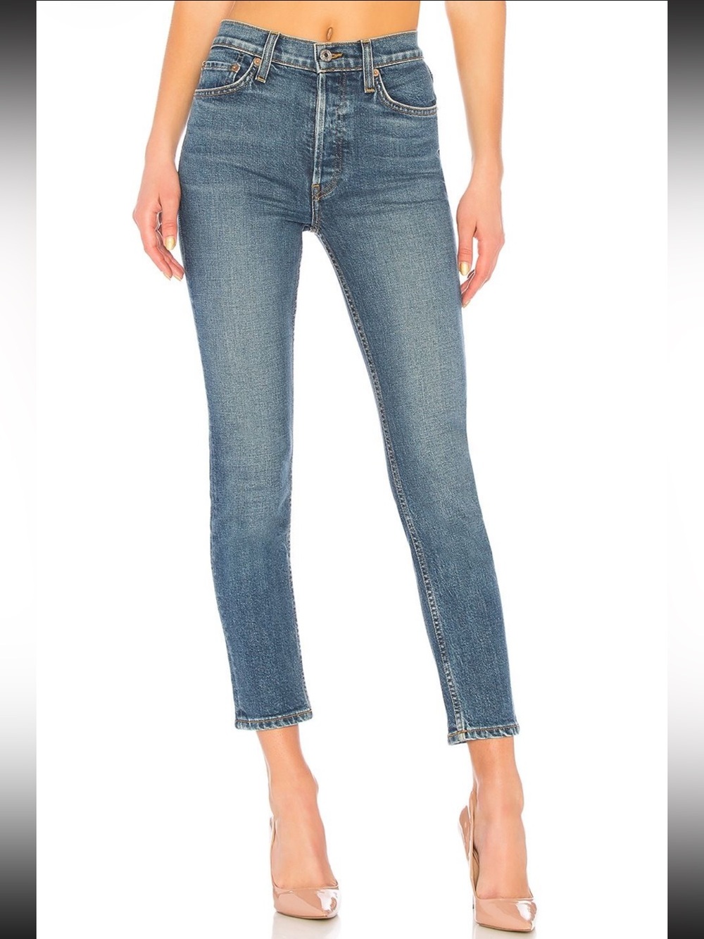 RE/DONE Originals High Rise Ankle Crop Jeans Mid 70s Size 24